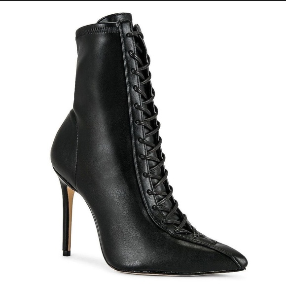 Schutz Tennie Black Lace-Up Stiletto Boots - Picture 1 of 6